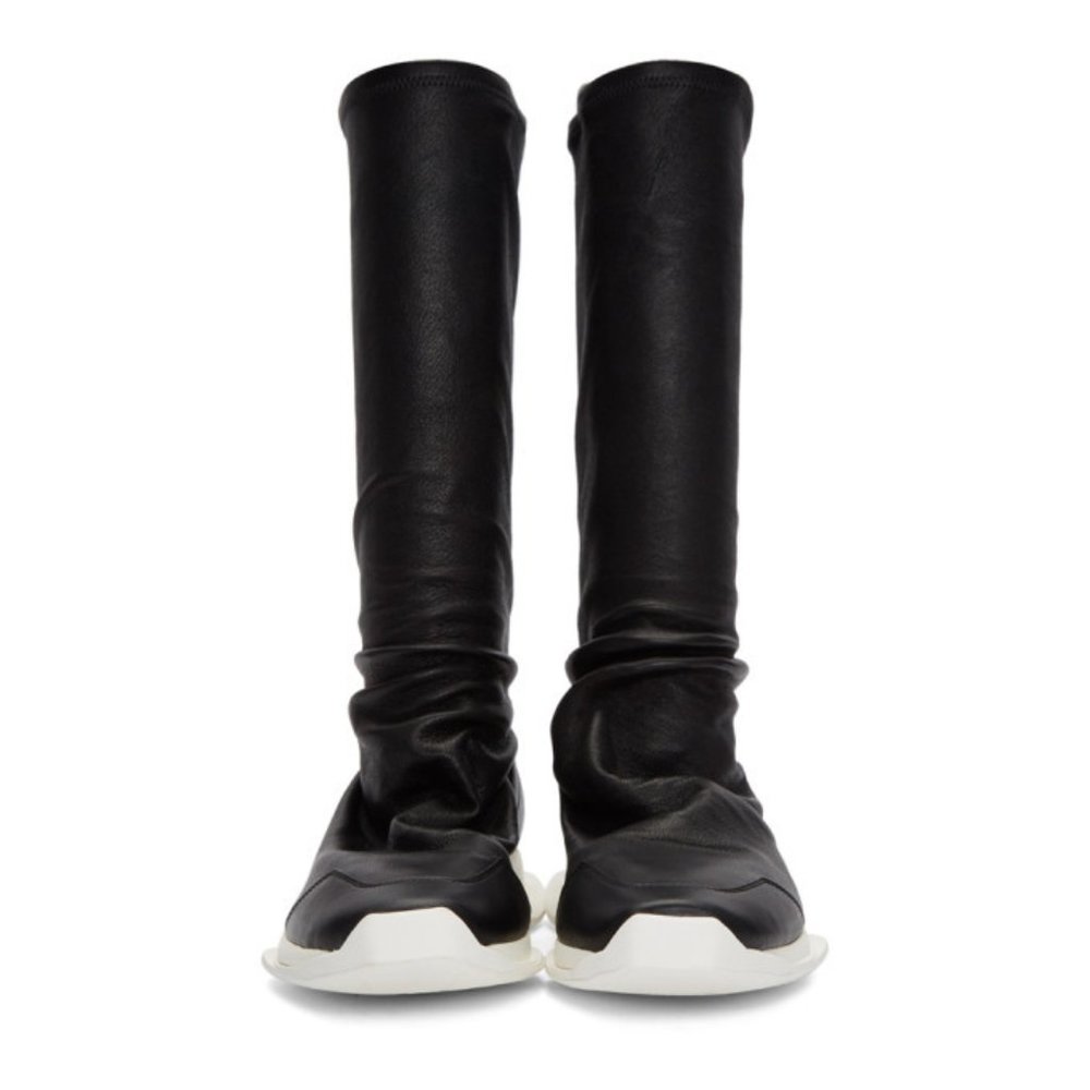 COPY - RICK OWENS Oblique coated stretch-leather sock boots
